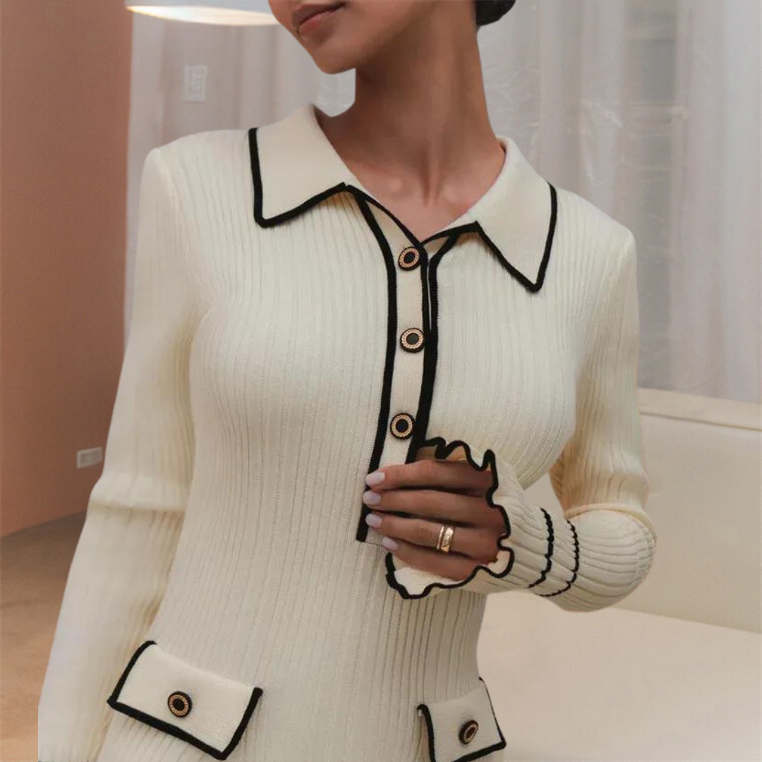 Stylish Dress with Long Sleeves - Lina-Beige-XS-The Livary