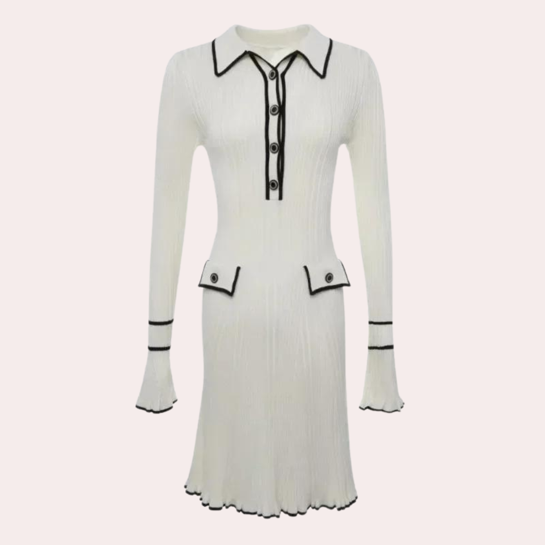 Stylish Dress with Long Sleeves - Lina-Beige-XS-The Livary