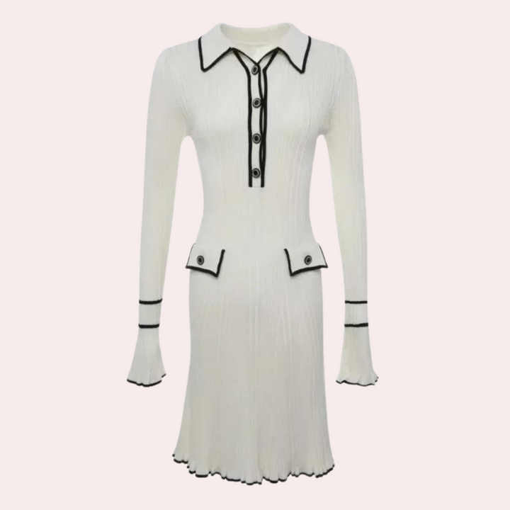 Stylish Dress with Long Sleeves - Lina-Beige-XS-The Livary