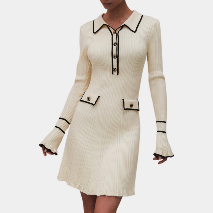 Stylish Dress with Long Sleeves - Lina-Beige-XS-The Livary