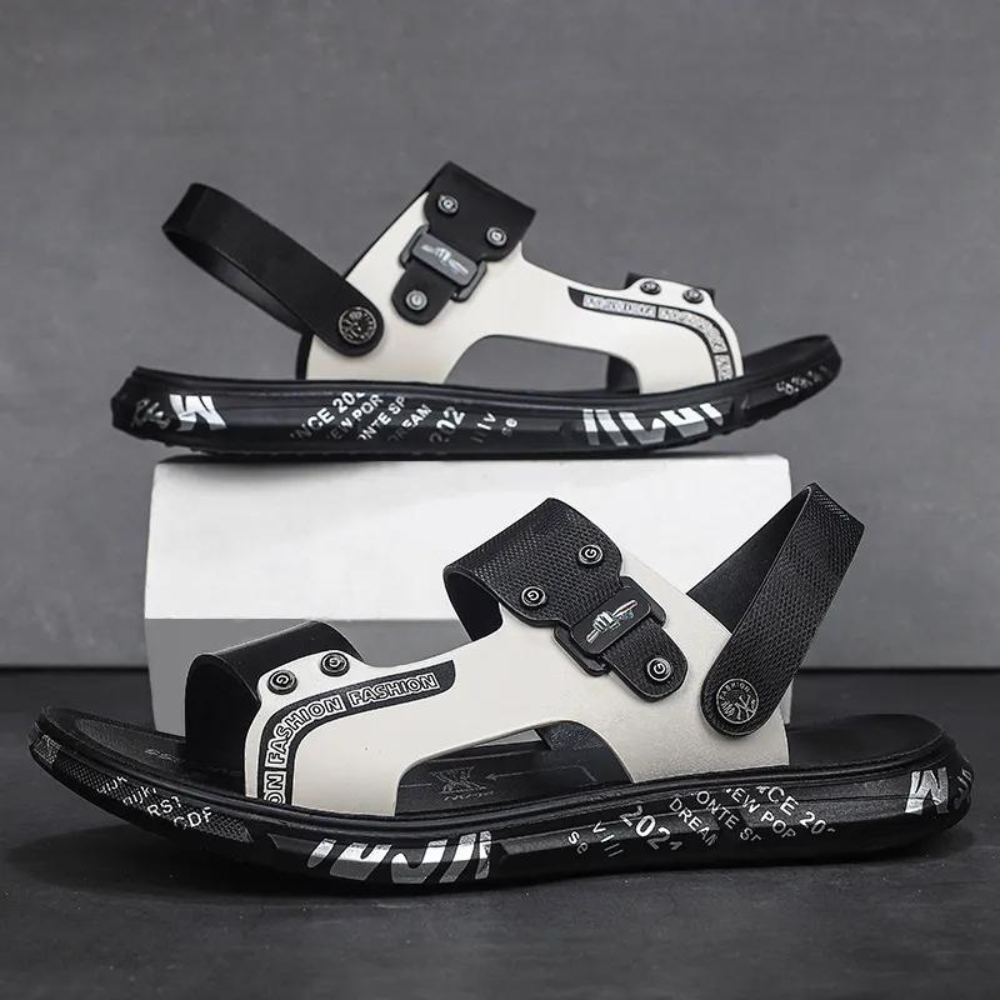 Breathable and Stylish Men's Sandals - Leandro-Black White-6-The Livary