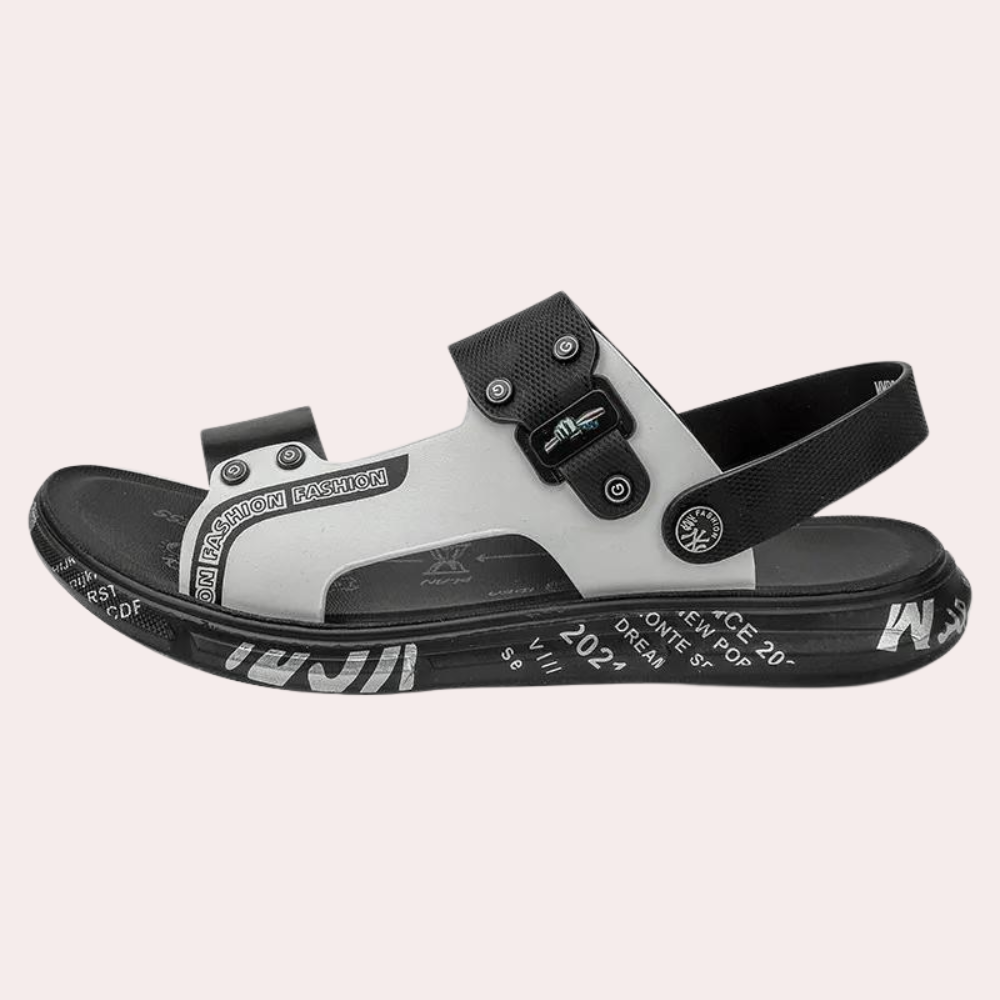 Breathable and Stylish Men's Sandals - Leandro-Brown White-6-The Livary