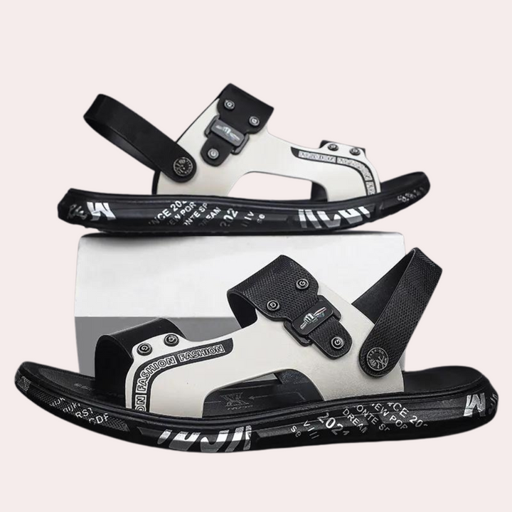 Breathable and Stylish Men's Sandals - Leandro-Brown White-6-The Livary