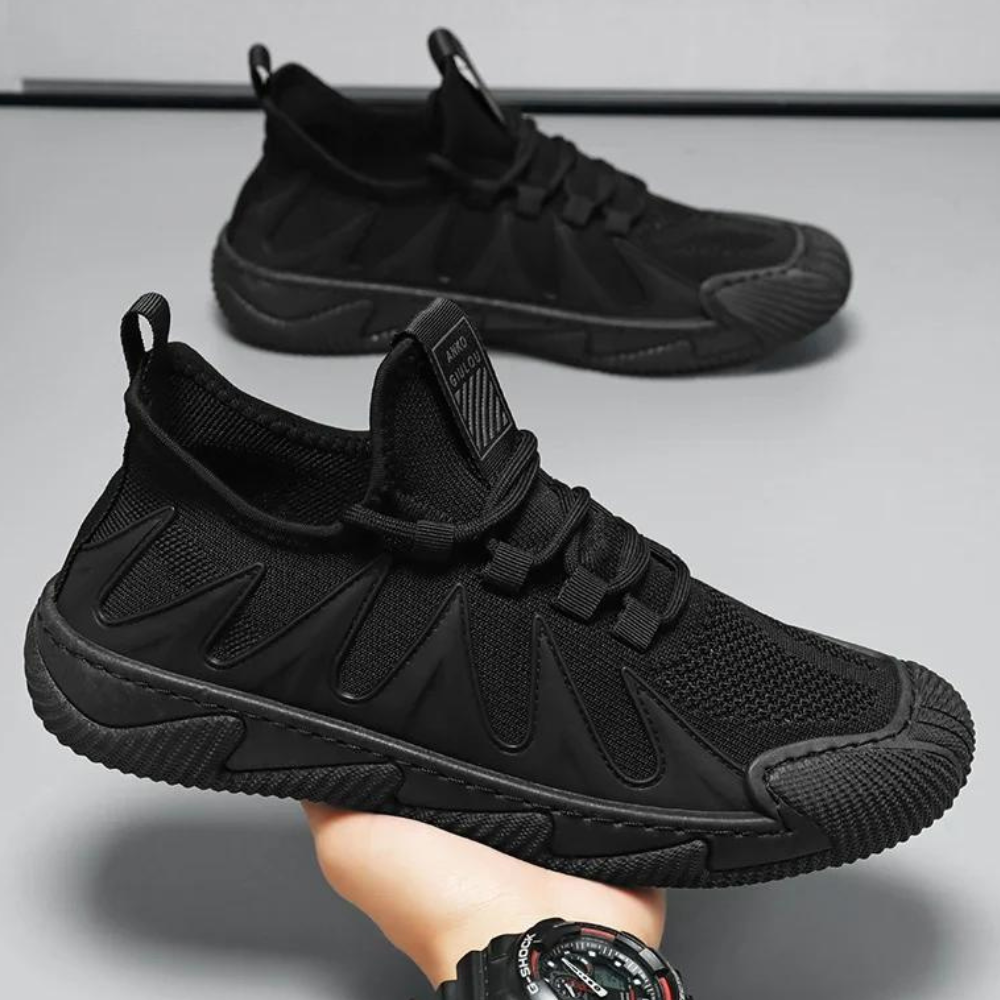 Trendy Lightweight and Breathable Men's Sneakers - Black-Black-6-The Livary