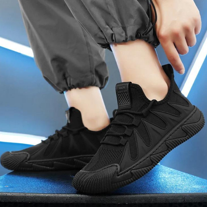 Trendy Lightweight and Breathable Men's Sneakers - Black-Black-6-The Livary