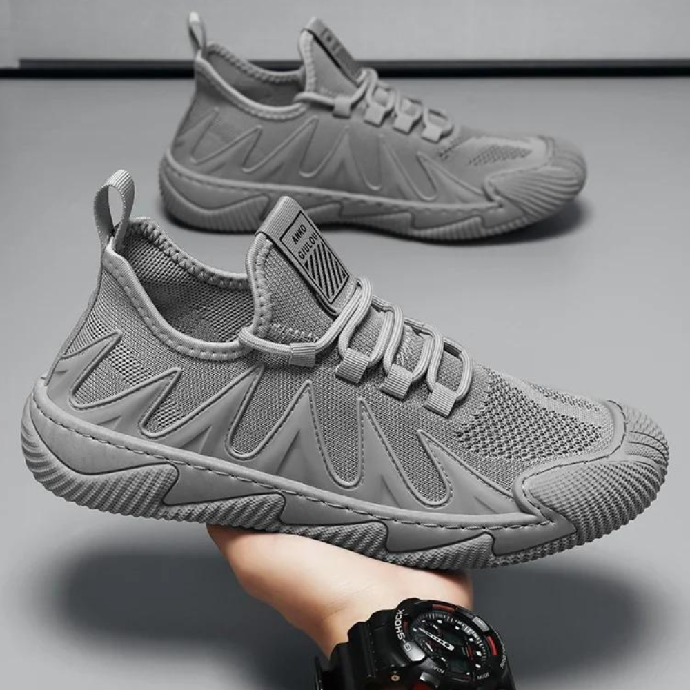 Trendy Lightweight and Breathable Men's Sneakers - Black-Grey-6-The Livary