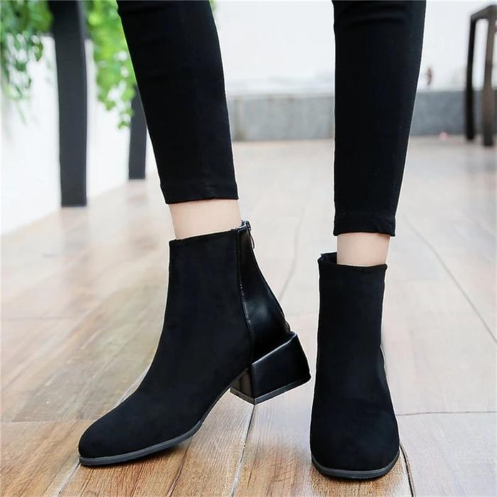 Ladies' Ankle Boots with Block Heel - Lira-Black-2.5-The Livary
