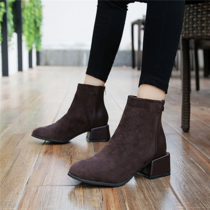Ladies' Ankle Boots with Block Heel - Lira-Coffee-2.5-The Livary