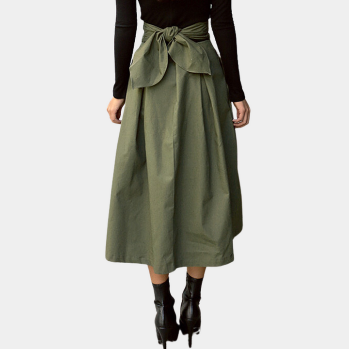 High-Waist Skirt with Bow Detail - Elina-Black-XS-The Livary