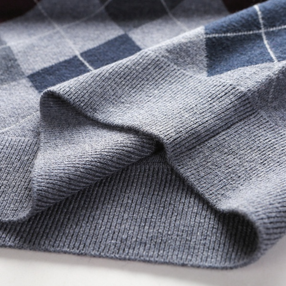 Gentlemen's Spencer with Stylish Argyle Pattern - Felix-Dark grey-S-The Livary