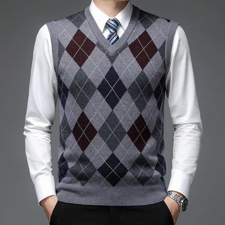 Gentlemen's Spencer with Stylish Argyle Pattern - Felix-Grey-S-The Livary