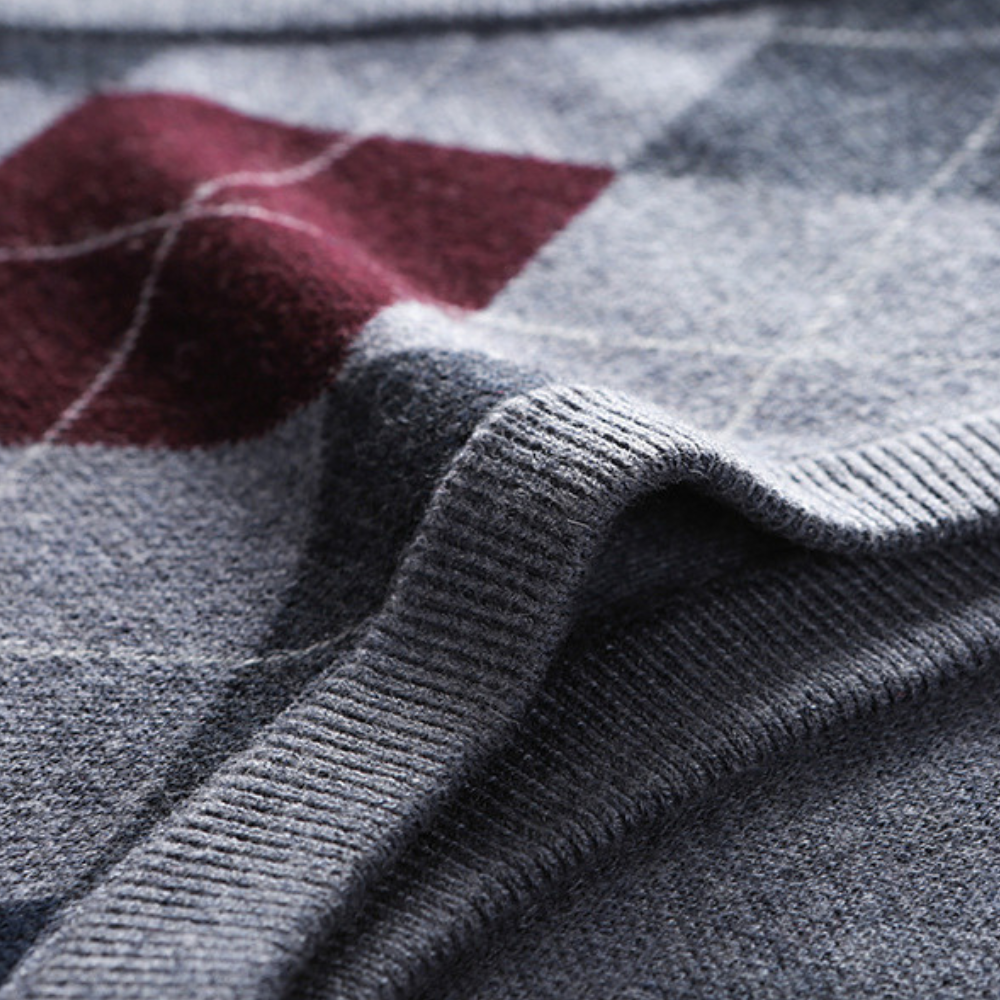 Gentlemen's Spencer with Stylish Argyle Pattern - Felix-Dark grey-S-The Livary