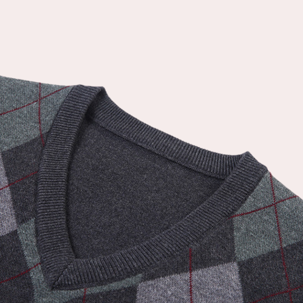 Gentlemen's Spencer with Stylish Argyle Pattern - Felix-Dark grey-S-The Livary