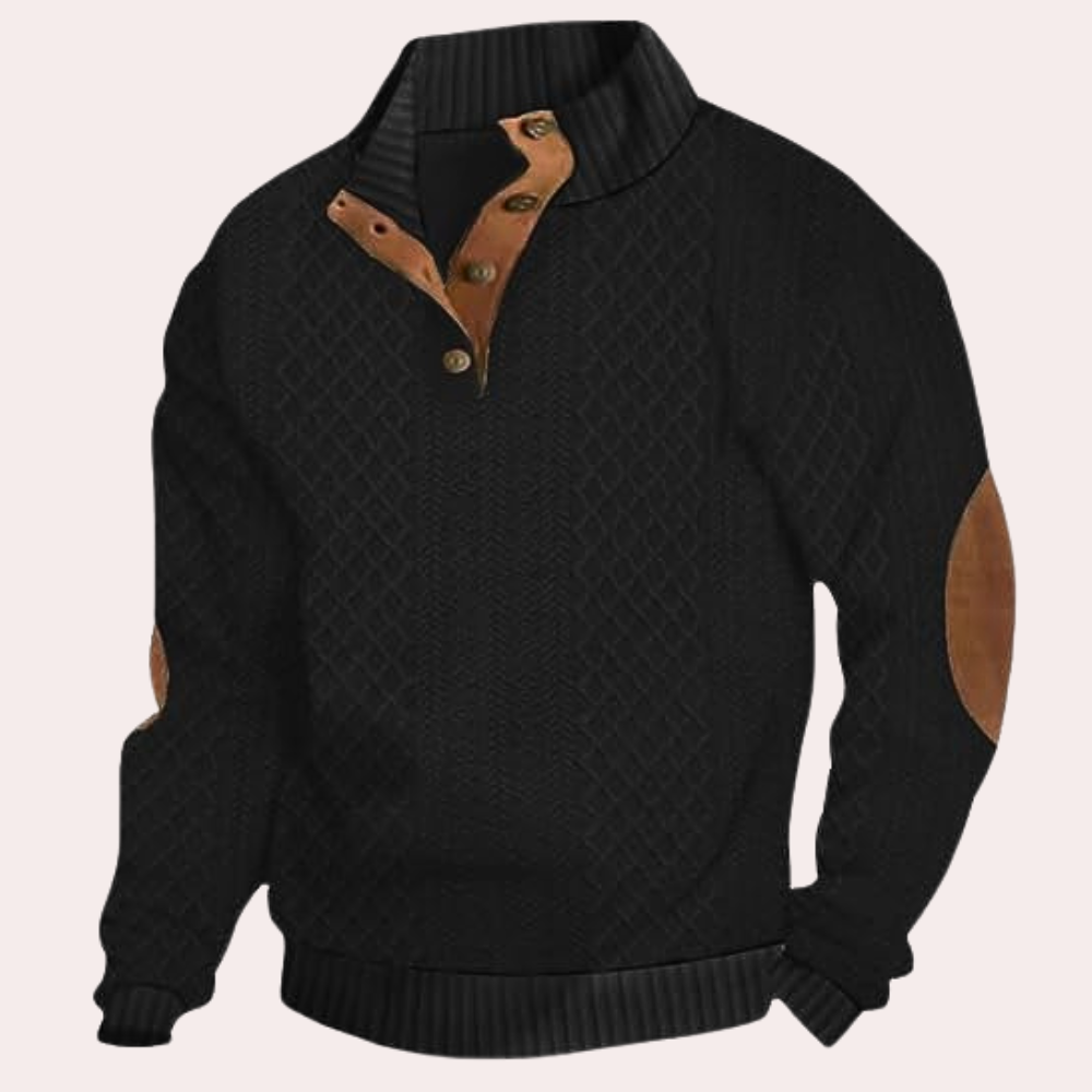 Dany - Warm Casual Men's Sweater with Button Closure-Black-S-The Livary