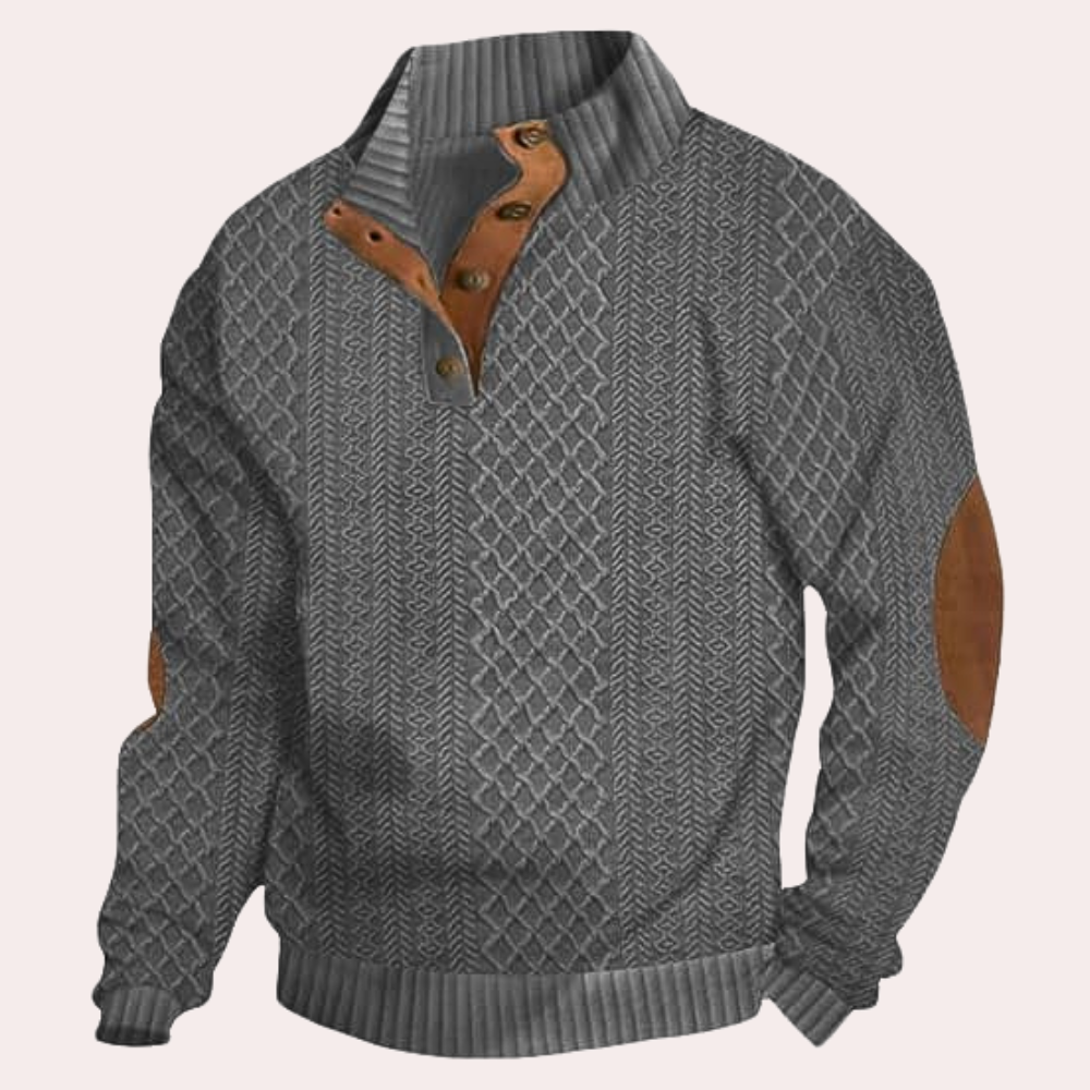 Dany - Warm Casual Men's Sweater with Button Closure-Grey-S-The Livary