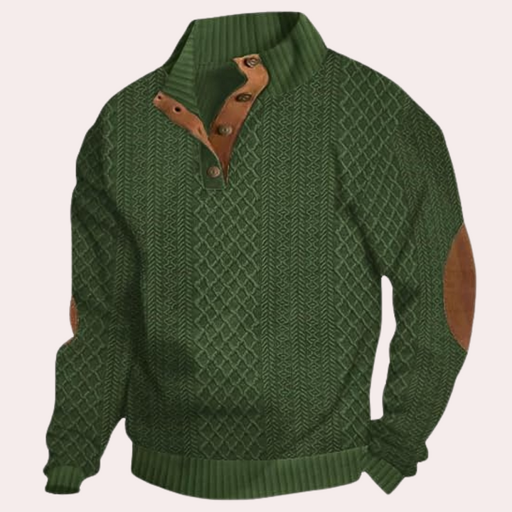 Dany - Warm Casual Men's Sweater with Button Closure-Green-S-The Livary