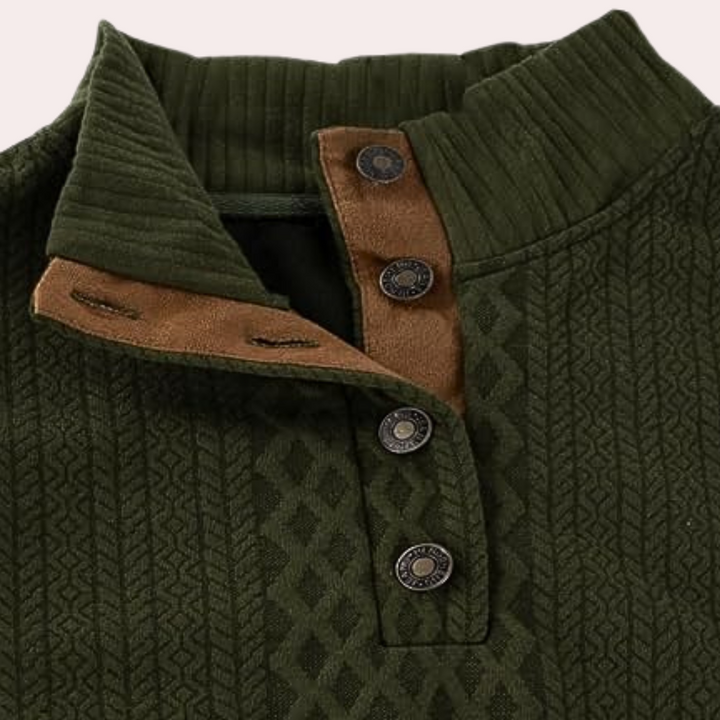 Dany - Warm Casual Men's Sweater with Button Closure-White-S-The Livary