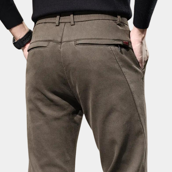 Slim Fit Semi-Formal Trousers for Men - Luca-Brown-36-The Livary