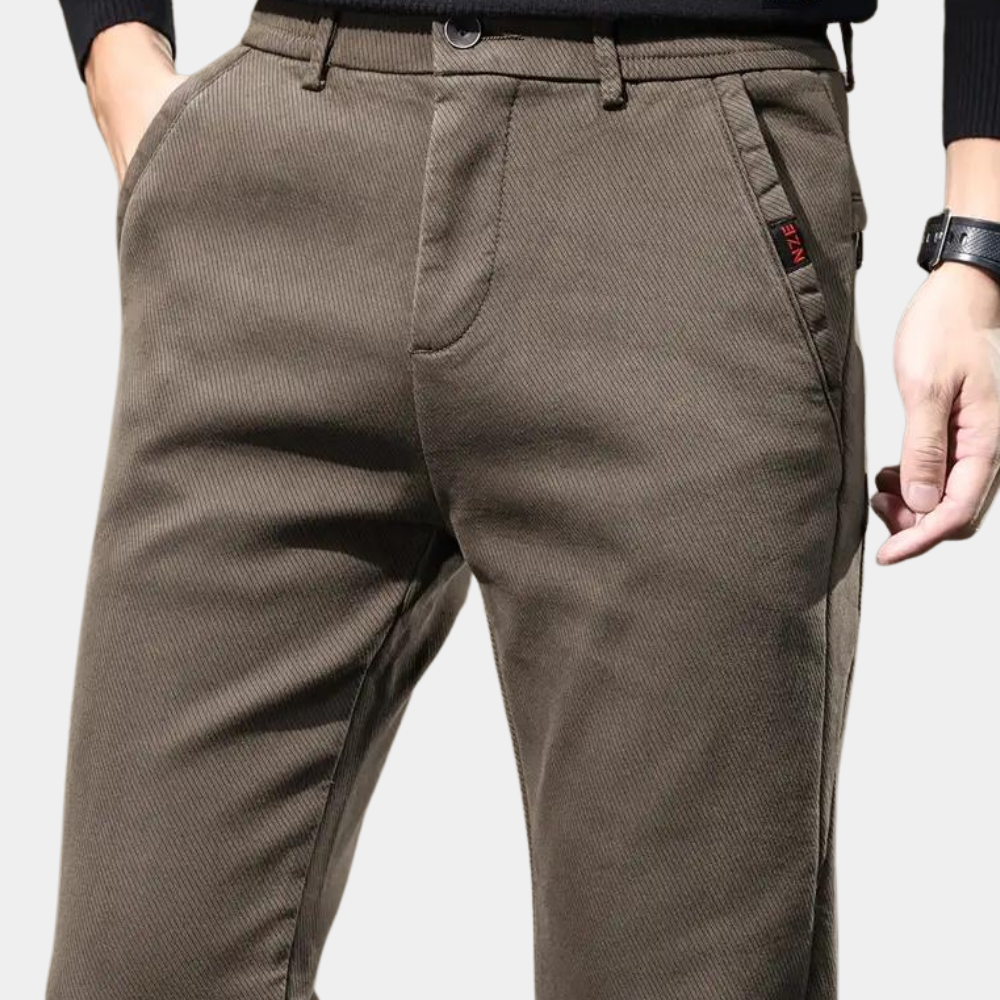 Slim Fit Semi-Formal Trousers for Men - Luca-Brown-36-The Livary