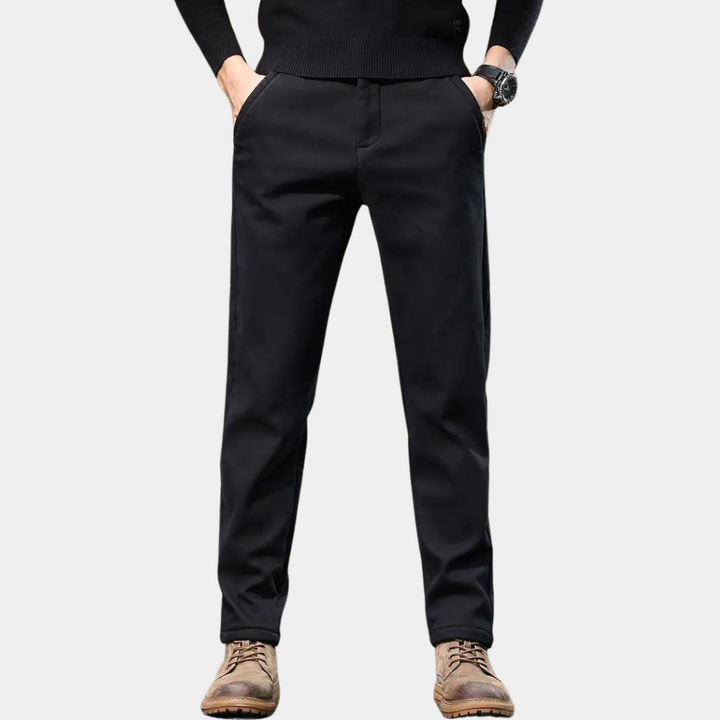 Slim Fit Semi-Formal Trousers for Men - Luca-Black-36-The Livary