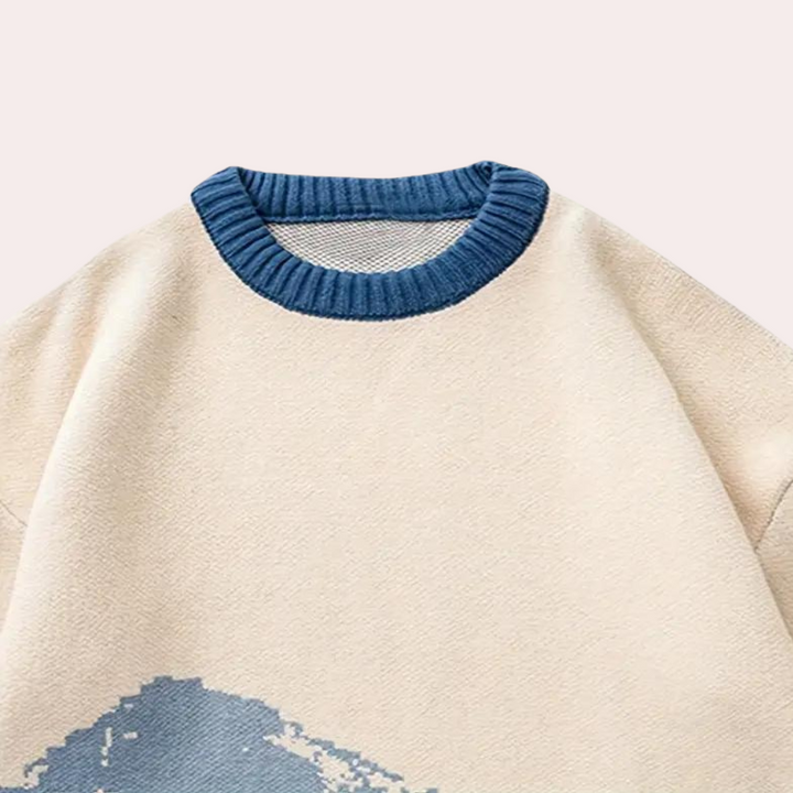 Knitted Mens Sweater with Mountain Pattern - Nordin-S-The Livary