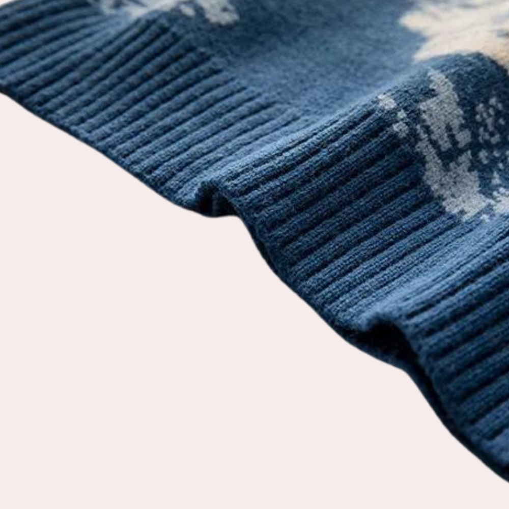 Knitted Mens Sweater with Mountain Pattern - Nordin-S-The Livary