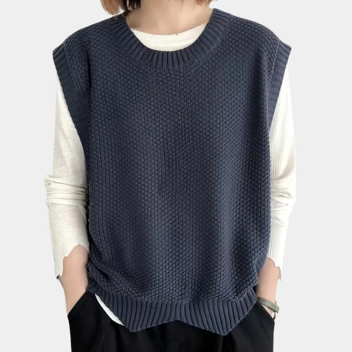 Sala - Hip Knitted Cardigan for Women-Marine blue-XS-The Livary