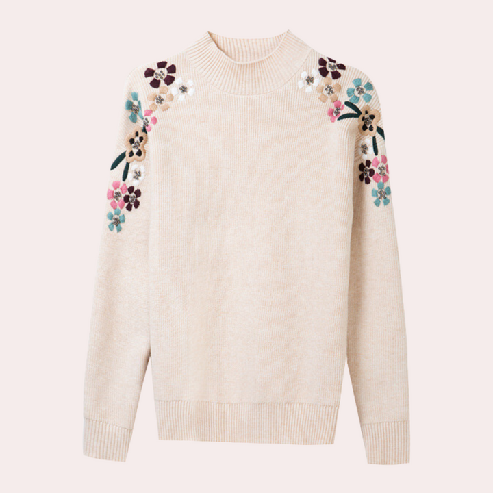 Stylish Women's Sweater with Floral Print - Isabeau-Red-XS-The Livary