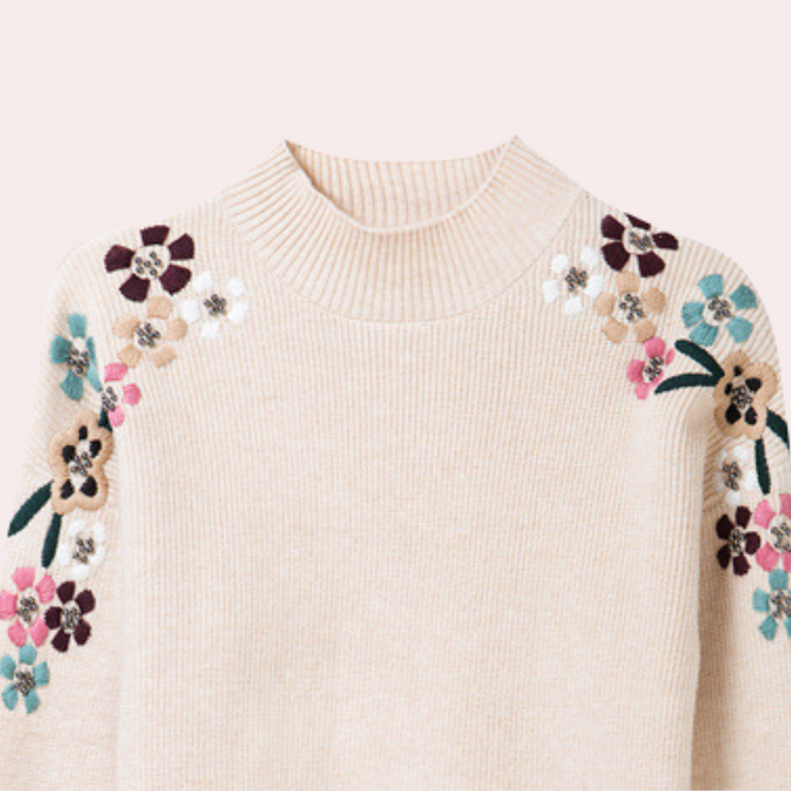 Stylish Women's Sweater with Floral Print - Isabeau-Red-XS-The Livary