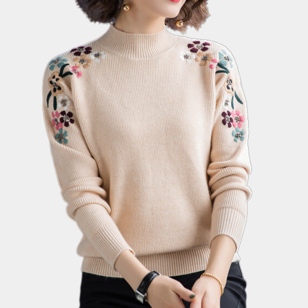 Stylish Women's Sweater with Floral Print - Isabeau-Red-XS-The Livary
