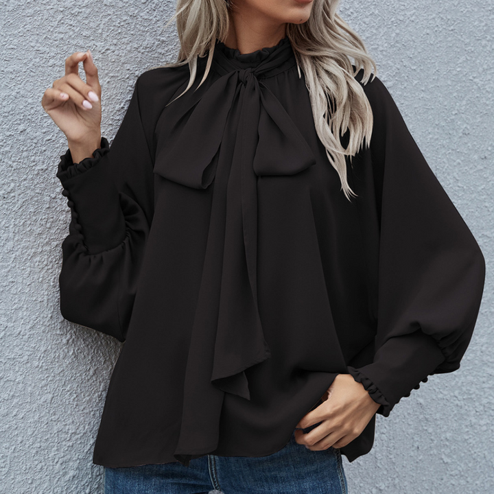 Loose Falling Formal Women's Blouse - Mira-Black-XS-The Livary