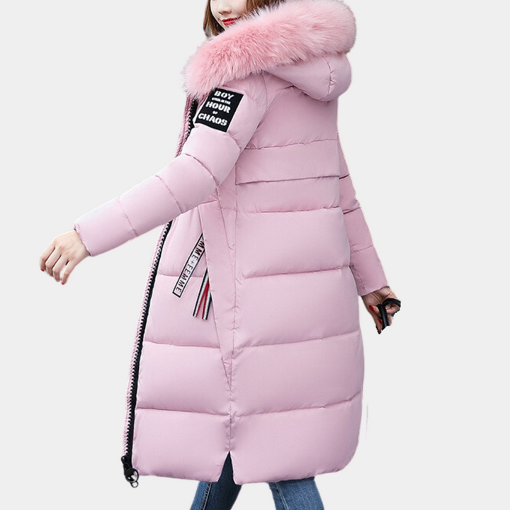 Warm Ladies Puffer Jacket with Hood - Livia-Pink-XS-The Livary