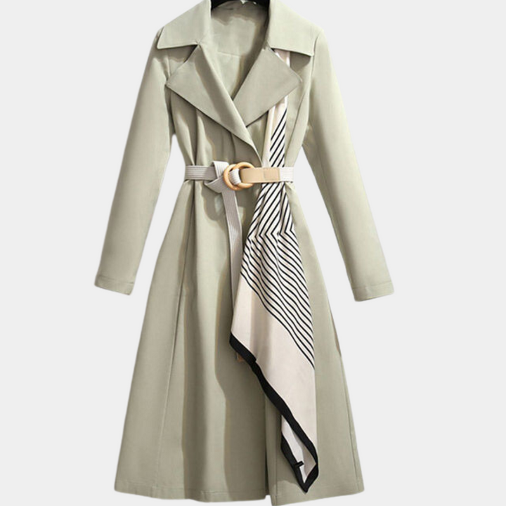 Stylish Ladies Trench Coat with Belt - Noa-Green-XS-The Livary
