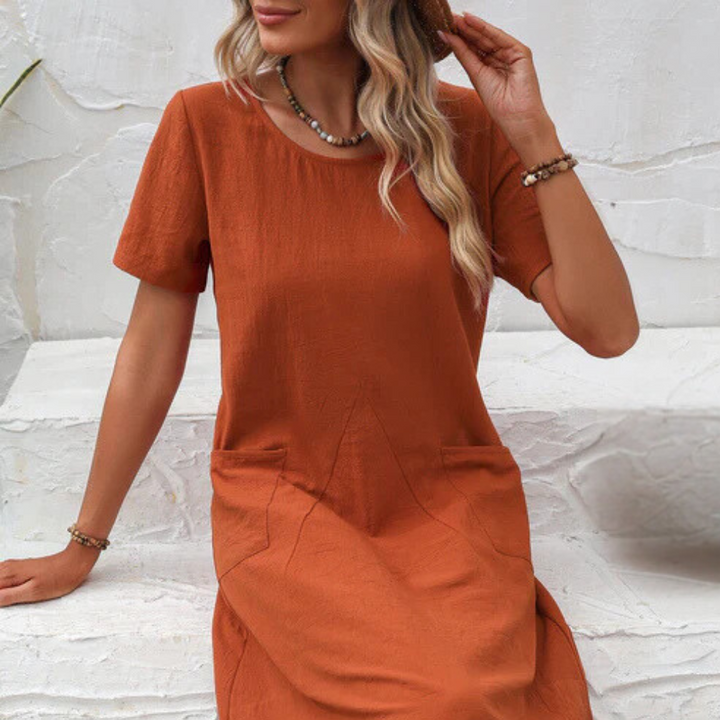 Casual Airy Summer Dress - Mira-Apricot-2XS-The Livary