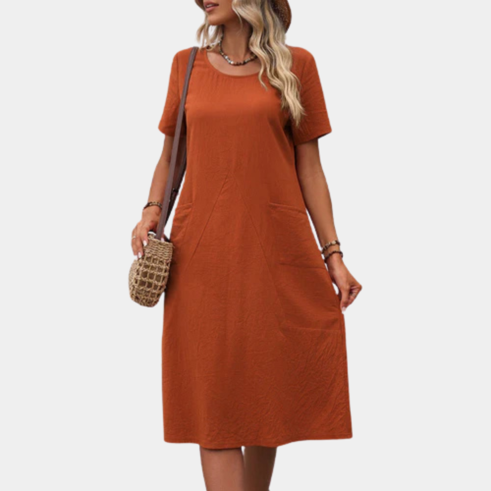 Casual Airy Summer Dress - Mira-Orange-2XS-The Livary
