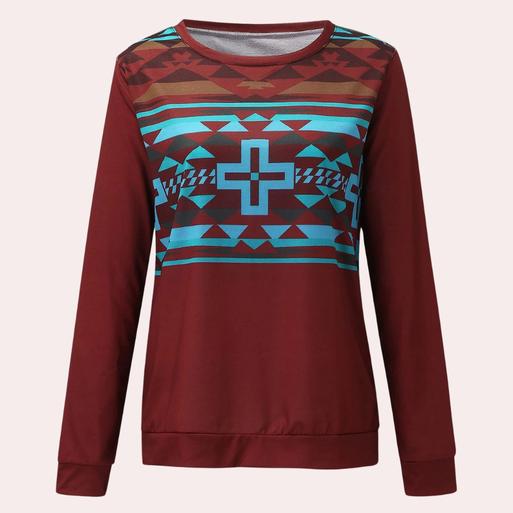 Trendy Printed Women's Sweatshirt - Sienna-Red-XS-The Livary