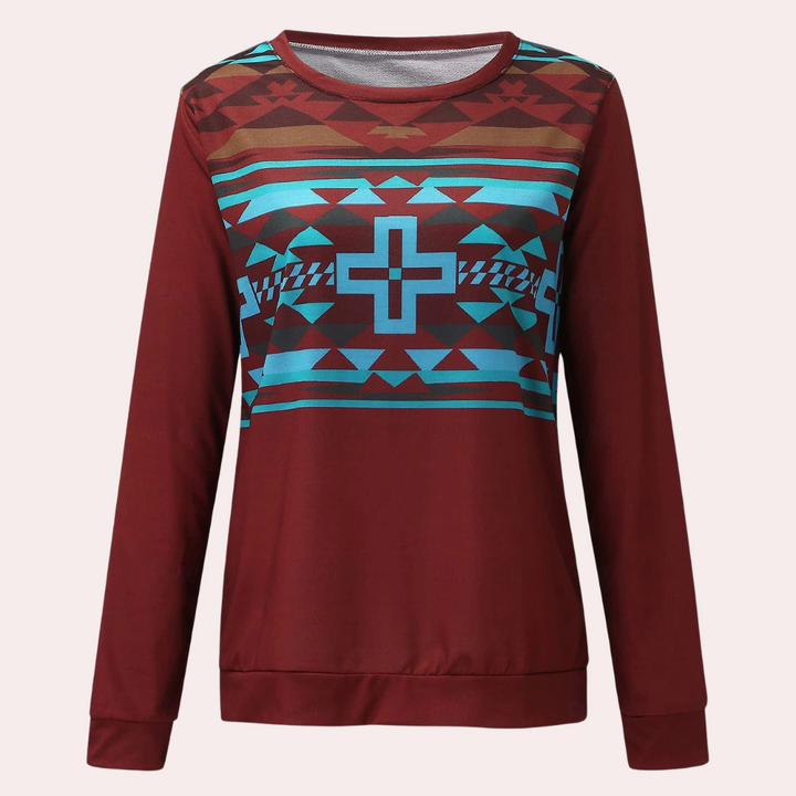 Trendy Printed Women's Sweatshirt - Sienna-Red-XS-The Livary