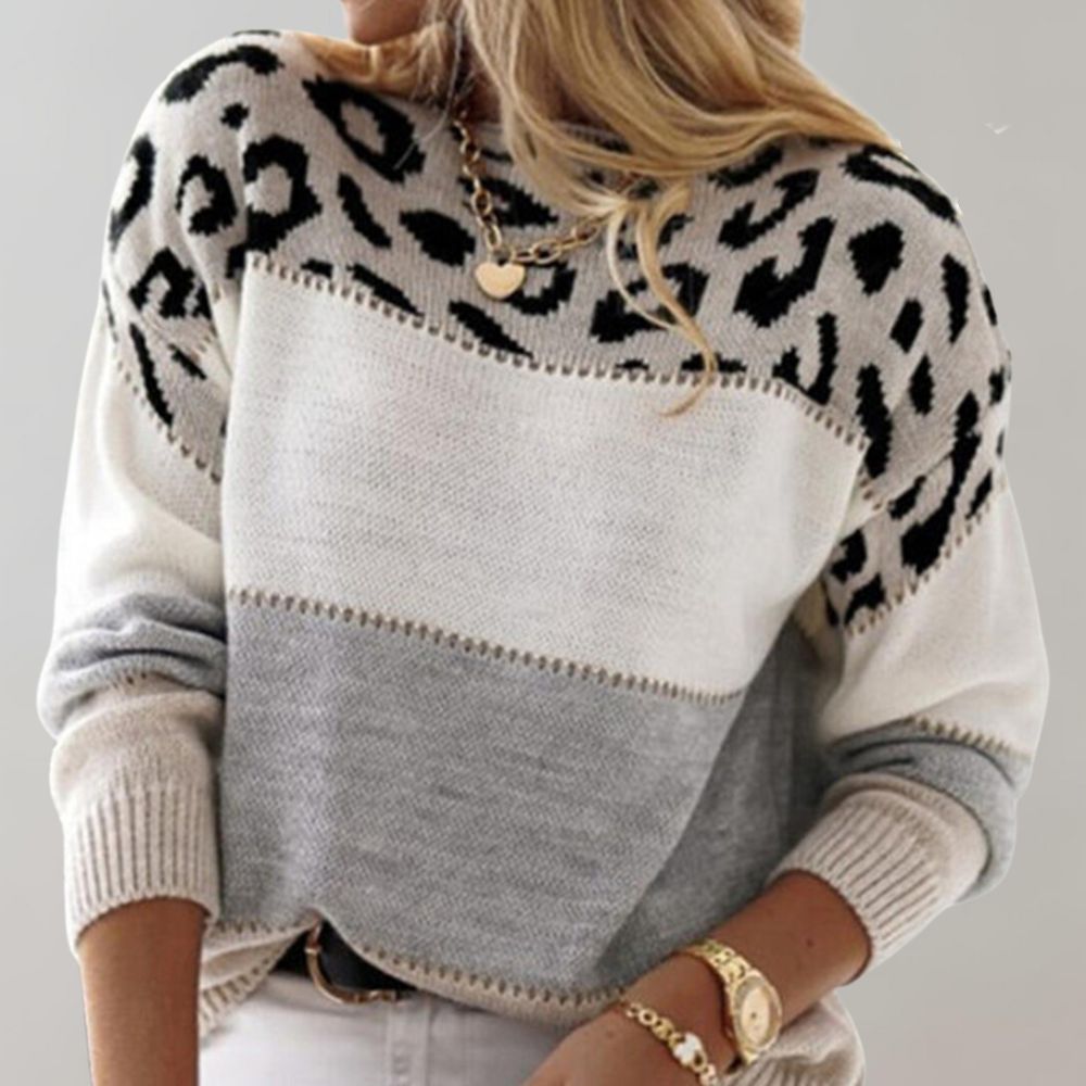 Warm Panther Print Women's Sweater - Sienna-Grey-S-The Livary