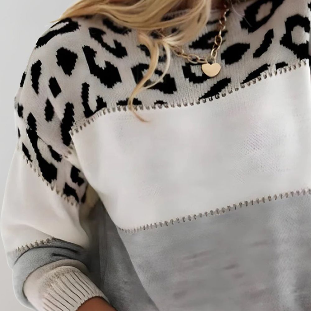 Warm Panther Print Women's Sweater - Sienna-Grey-S-The Livary
