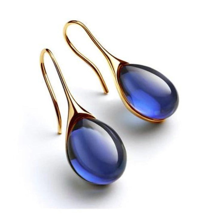 Trendy Crystal Drop Earrings - Celestina-Blue-The Livary