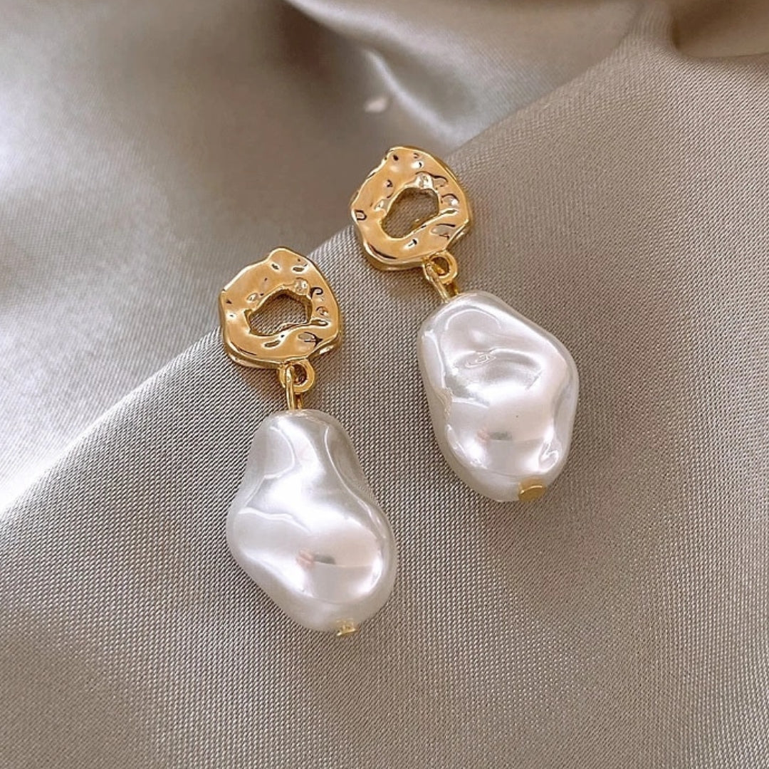 Boho Pearl Earrings in Gold - Mara-The Livary