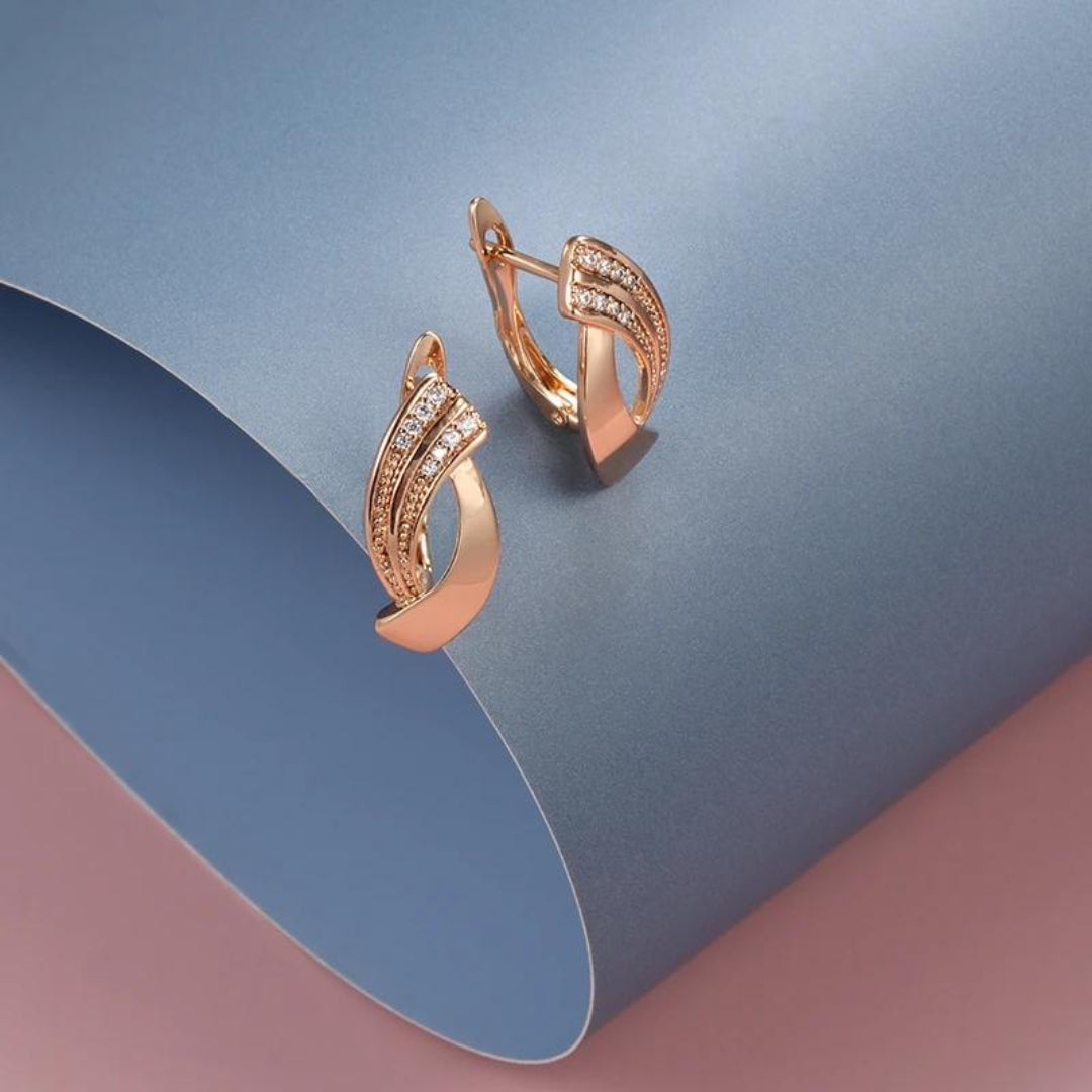 Rose Gold Zirconia Earrings - Sophie-The Livary