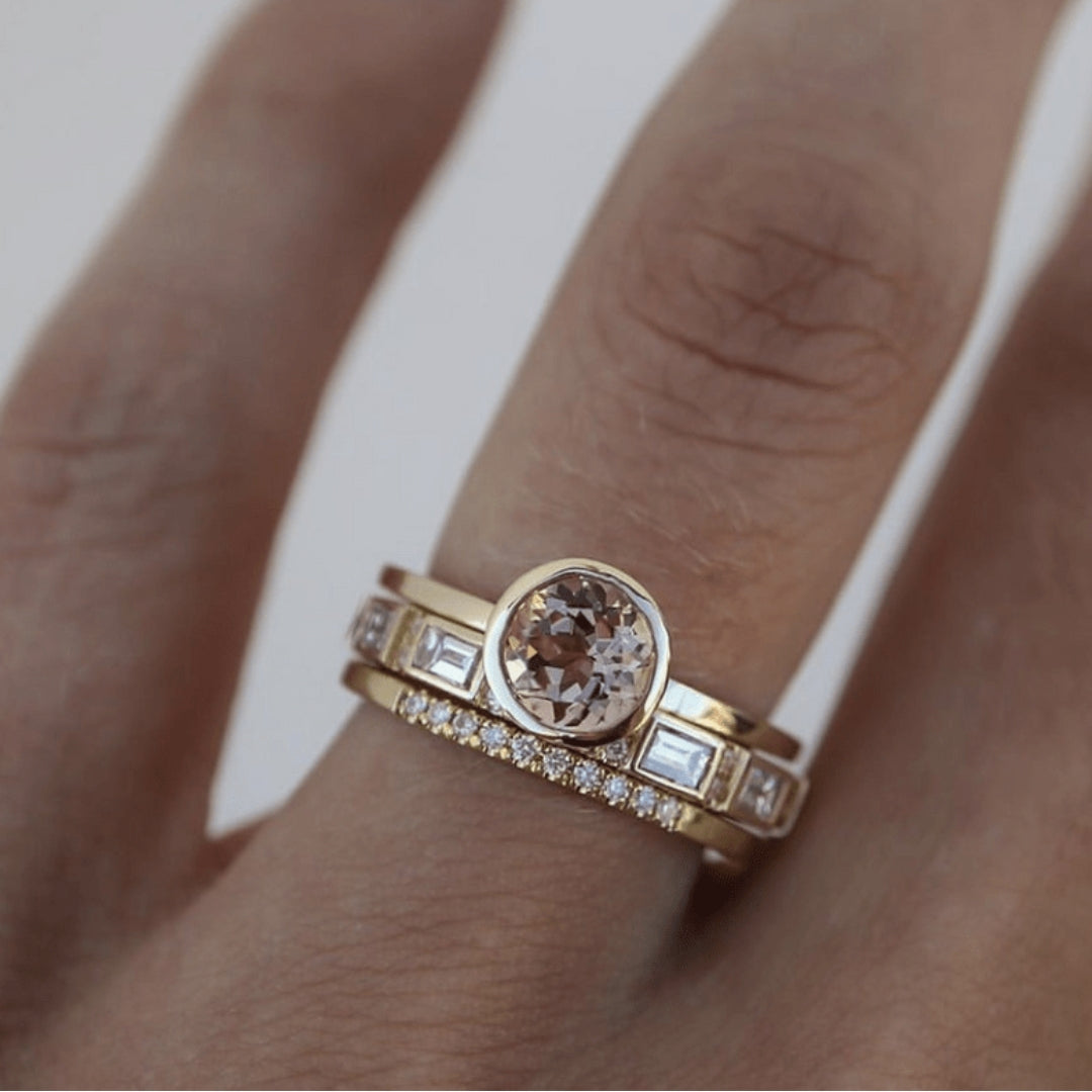 Vintage Gold Ring with Zirconia - Celine-6-The Livary