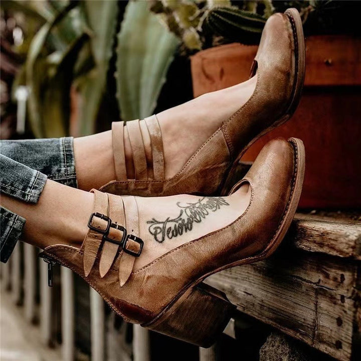 Comfortable & stylish women's leather shoes with non-slip sole – Amalia-Brown-2.5-The Livary