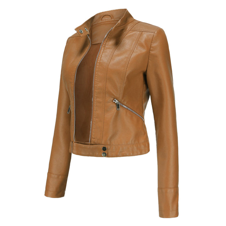 Stylish women's leather jacket in classic design – Marlene-Black-S-The Livary
