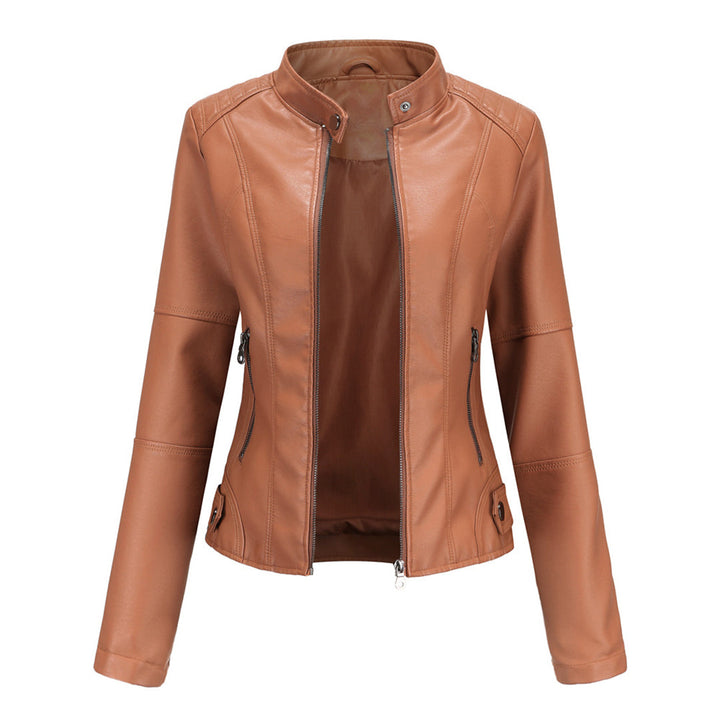 Stylish Leather Ladies' Jacket - Romy-Light brown-XS-The Livary