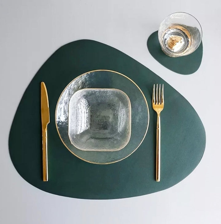 Waterproof Leather Placemat Set - Tablevo-Green-The Livary