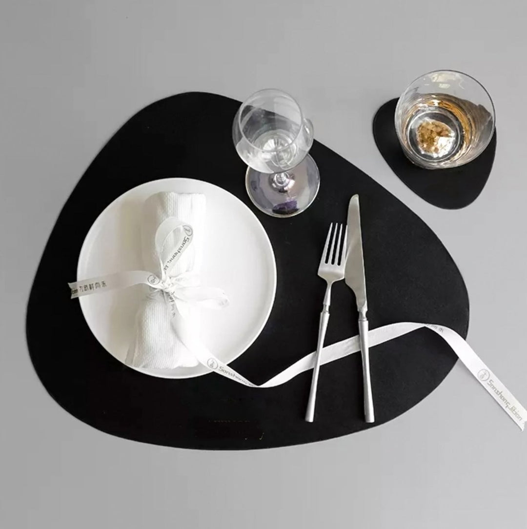 Waterproof Leather Placemat Set - Tablevo-Black-The Livary