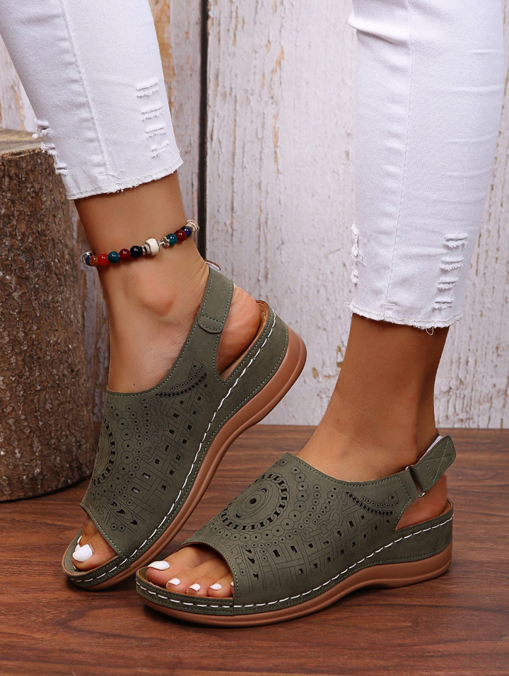 Comfortable women's orthopedic summer shoes with 3-arch support – Mira-Green-3-The Livary