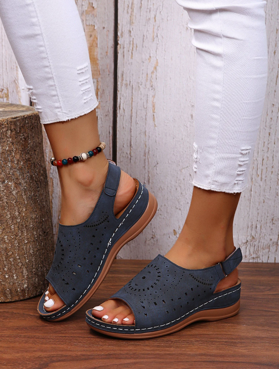 Comfortable women's orthopedic summer shoes with 3-arch support – Mira-Blue-3-The Livary